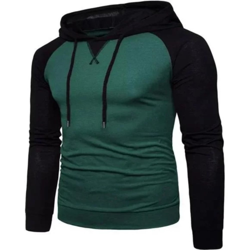 MEN's Drawstring Long Sleeve Hoodie B03 Dark green